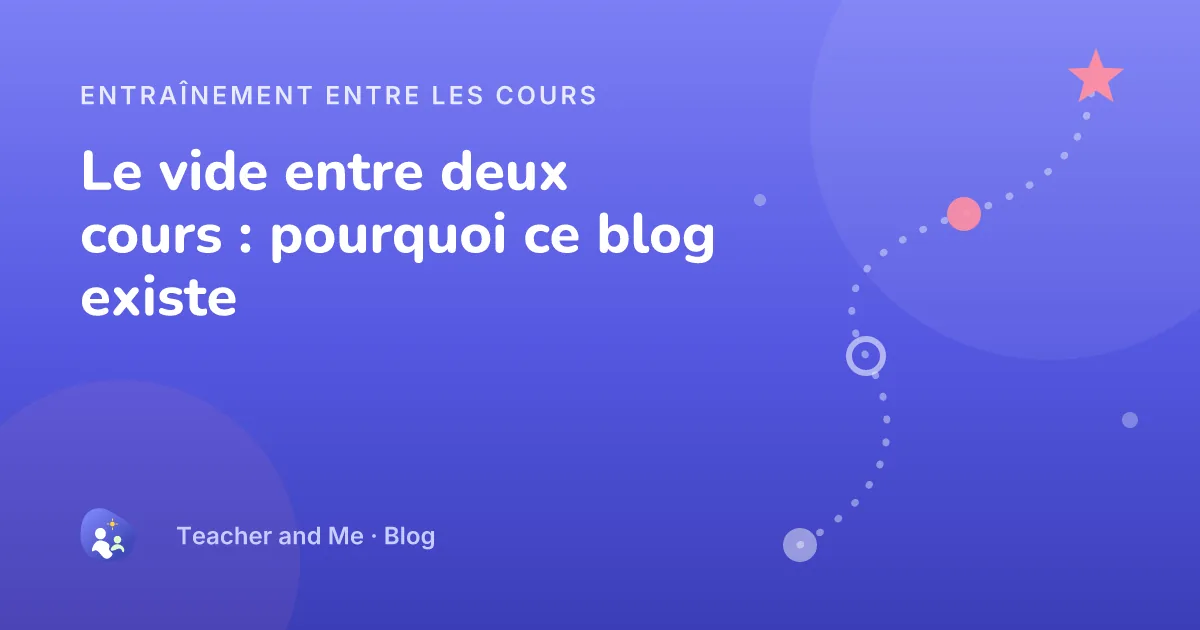 Parcours d'entraînement jalonné d'étapes et une étoile, illustration de couverture pour « Le vide entre deux cours : pourquoi ce blog existe »